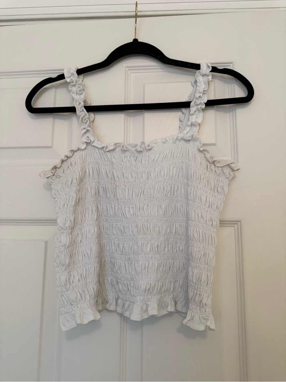 Old Navy White Ruffle Smocked Camisole
